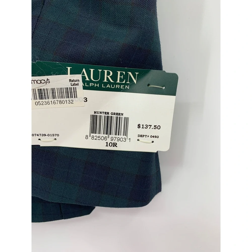 Ralph Lauren Blazer Jacket Boys 10R Green Blue Plaid Tuxedo Christmas NEW